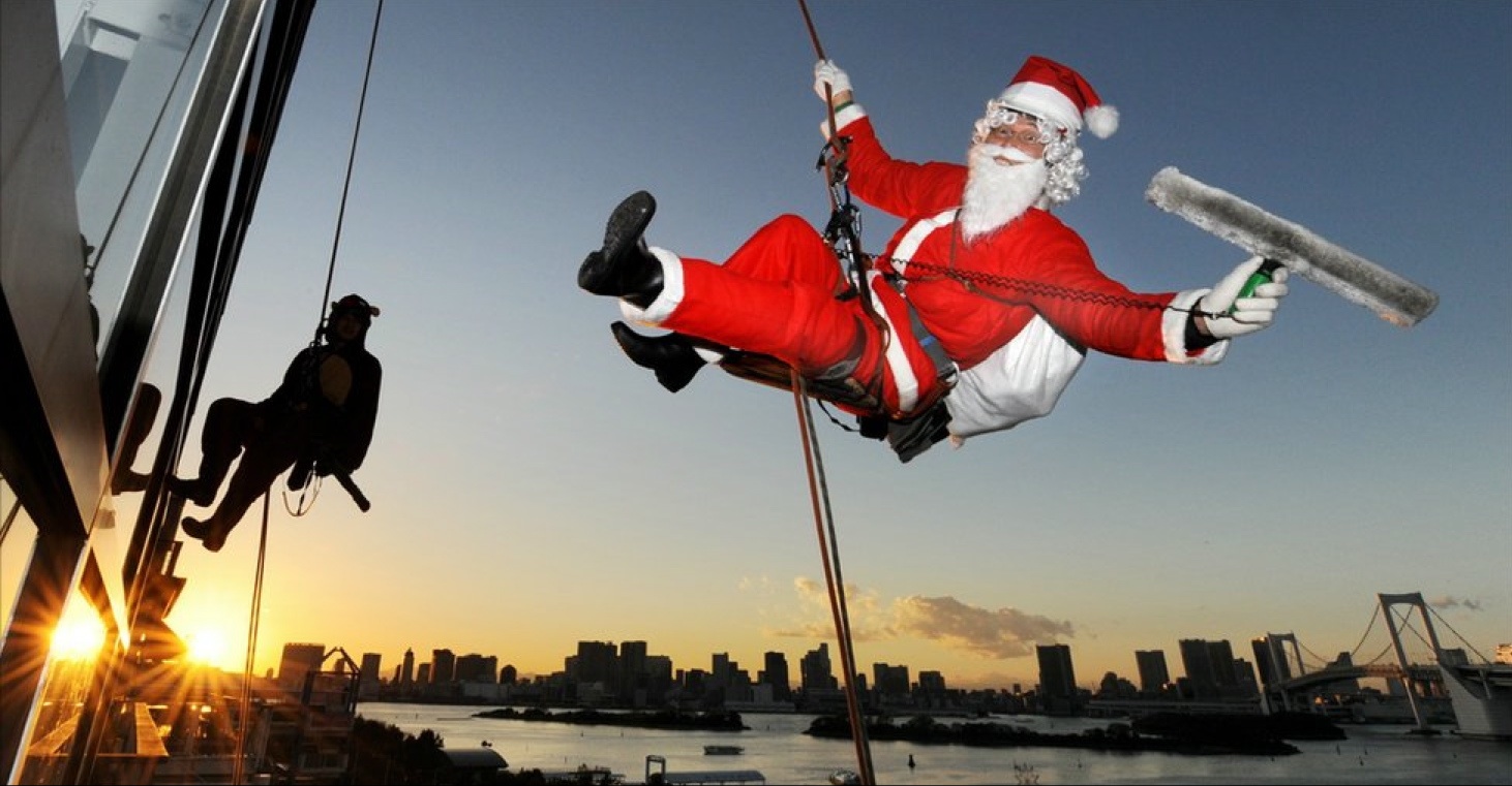 Santa Cleaning Windows